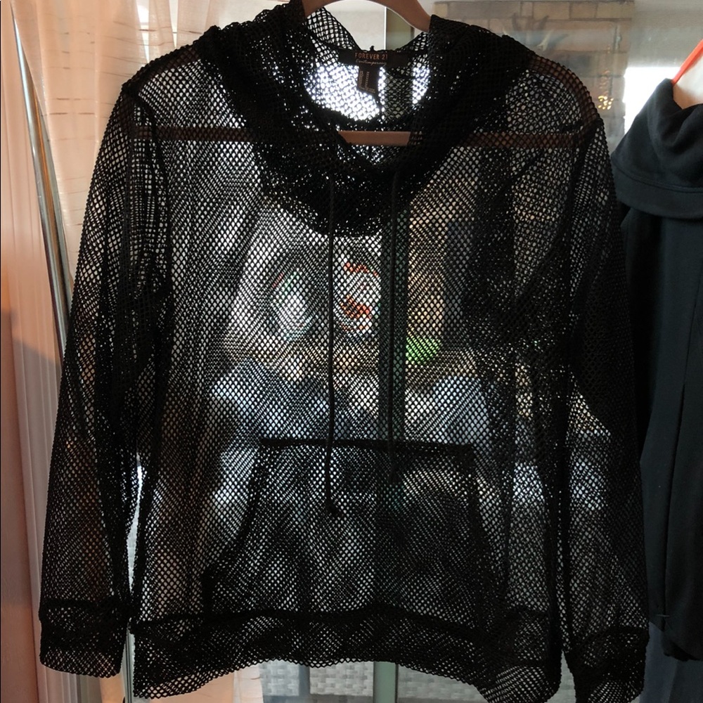 🖤Forever 21 Mesh Oversized Pullover Hoodie!
